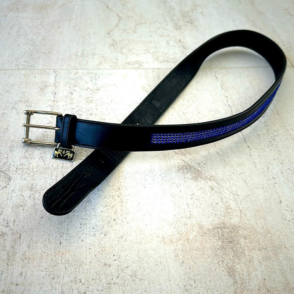 Black and blue diamante belt